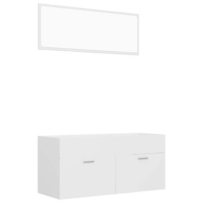 Set Mobili da Bagno 2 pz Bianco in Legno Multistrato | homemem39