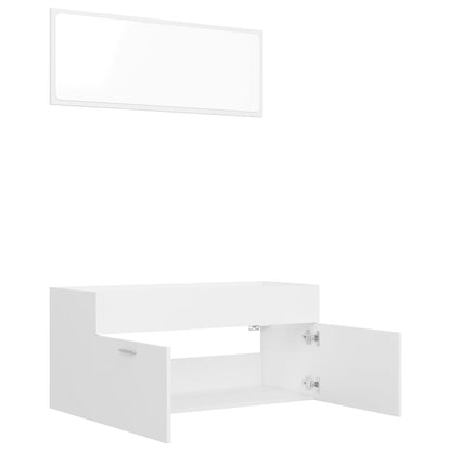 Set Mobili da Bagno 2 pz Bianco in Legno Multistrato | homemem39