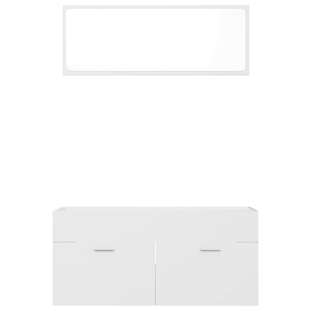 Set Mobili da Bagno 2 pz Bianco in Legno Multistrato | homemem39