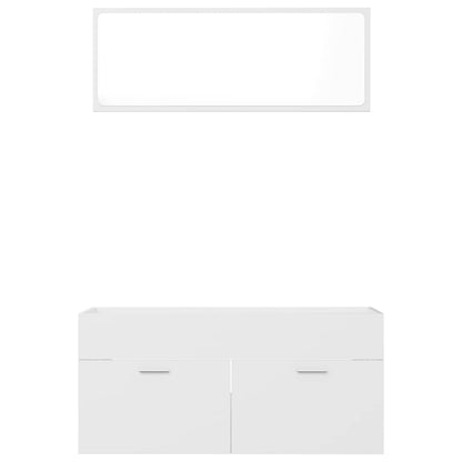Set Mobili da Bagno 2 pz Bianco in Legno Multistrato | homemem39