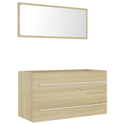 Set Mobili da Bagno 2 pz Rovere Sonoma in Legno Multistrato | homemem39