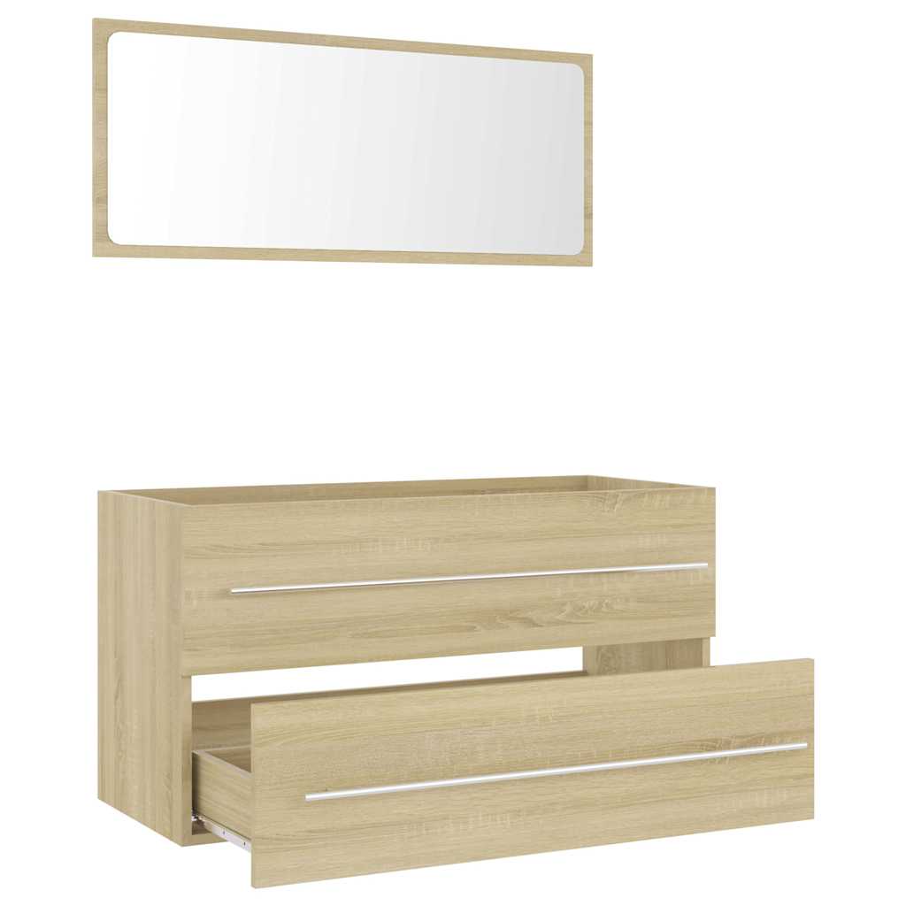 Set Mobili da Bagno 2 pz Rovere Sonoma in Legno Multistrato