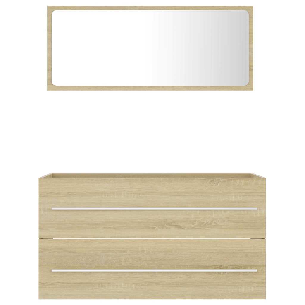 Set Mobili da Bagno 2 pz Rovere Sonoma in Legno Multistrato