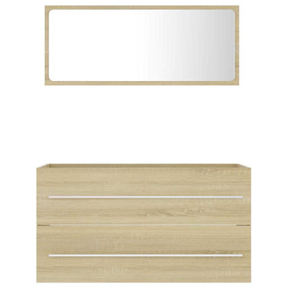 Set Mobili da Bagno 2 pz Rovere Sonoma in Legno Multistrato