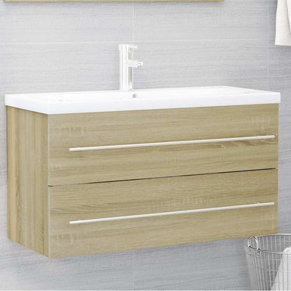 Set Mobili da Bagno 2 pz Rovere Sonoma in Legno Multistrato