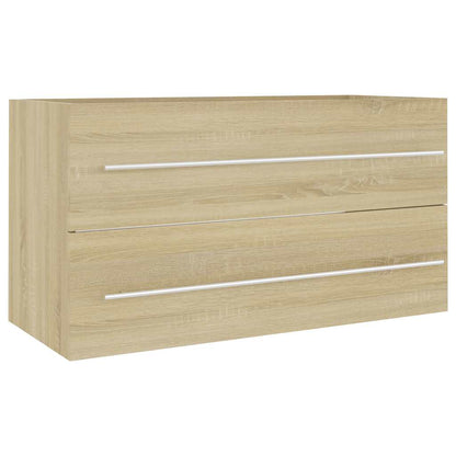 Set Mobili da Bagno 2 pz Rovere Sonoma in Legno Multistrato | homemem39
