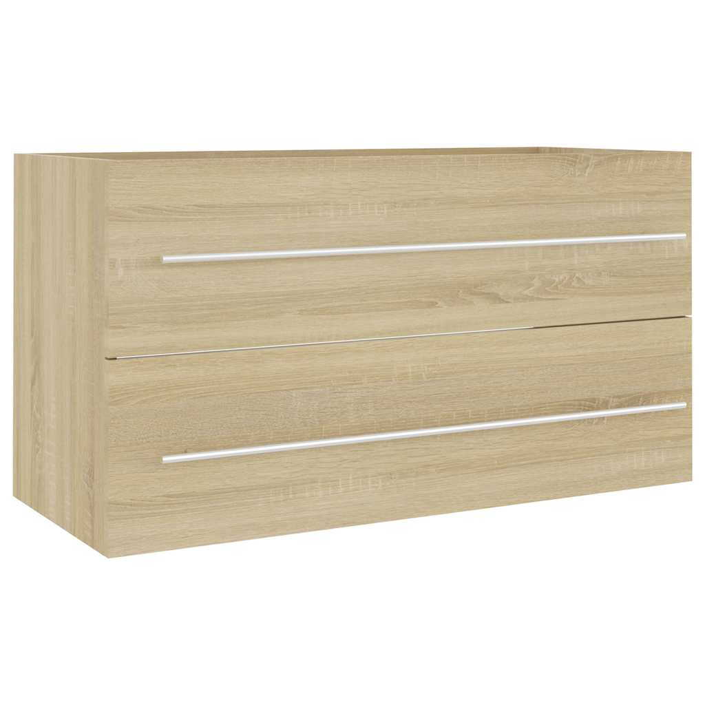 Set Mobili da Bagno 2 pz Rovere Sonoma in Legno Multistrato