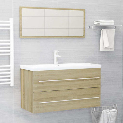 Set Mobili da Bagno 2 pz Rovere Sonoma in Legno Multistrato