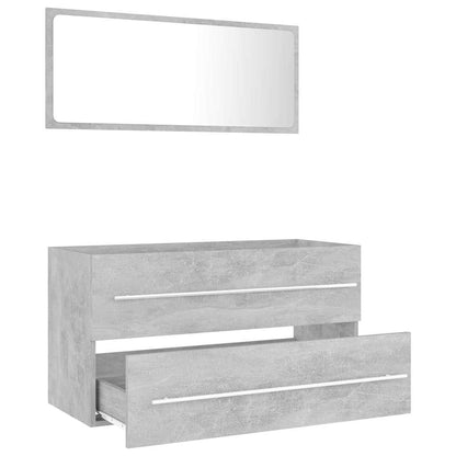 Set Mobili da Bagno 2 pz Grigio Cemento in Legno Multistrato