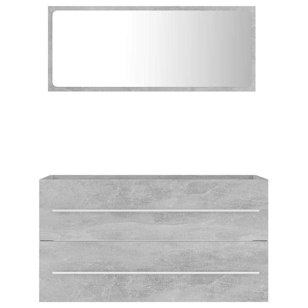 Set Mobili da Bagno 2 pz Grigio Cemento in Legno Multistrato