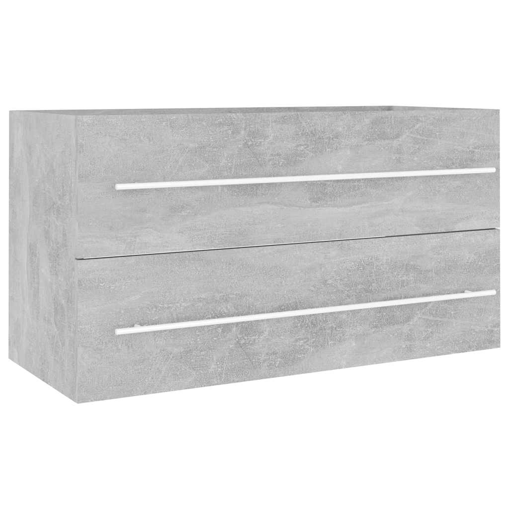 Set Mobili da Bagno 2 pz Grigio Cemento in Legno Multistrato | homemem39