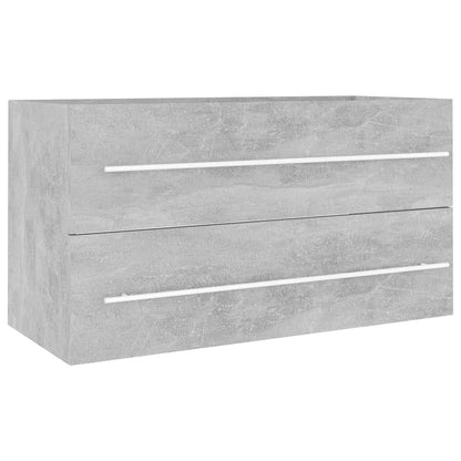 Set Mobili da Bagno 2 pz Grigio Cemento in Legno Multistrato