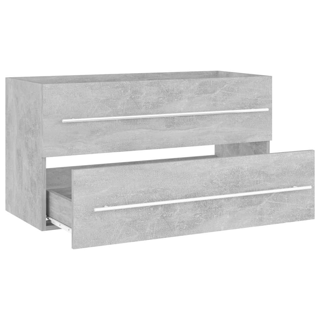 Set Mobili da Bagno 2 pz Grigio Cemento in Legno Multistrato | homemem39
