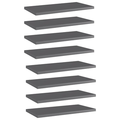 Ripiani per Libreria 8pz Grigio Lucido 40x20x1,5cm Multistrato | homemem39