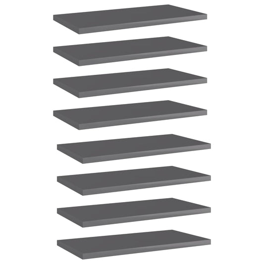Ripiani per Libreria 8pz Grigio Lucido 40x20x1,5cm Multistrato | homemem39