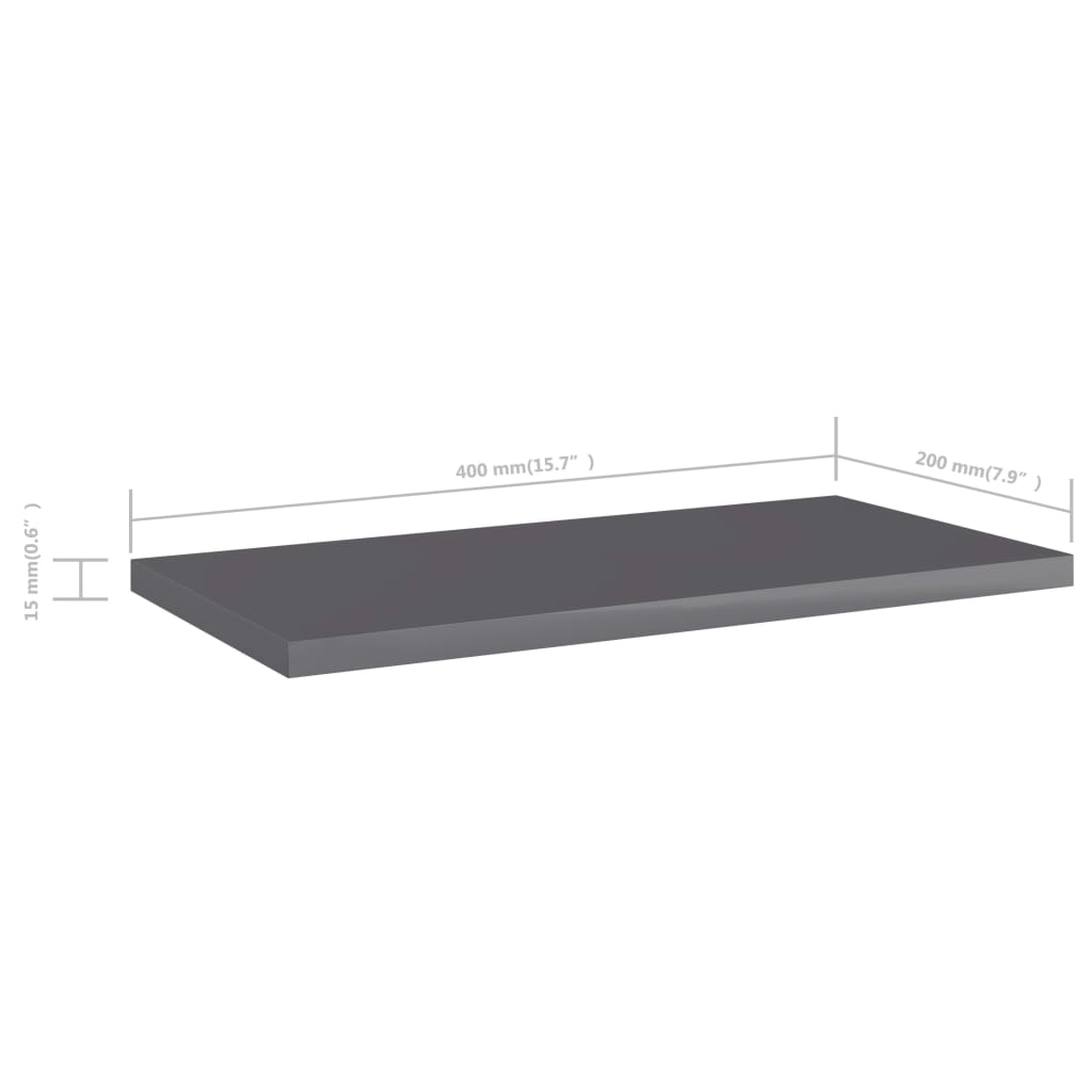 Ripiani per Libreria 8pz Grigio Lucido 40x20x1,5cm Multistrato | homemem39