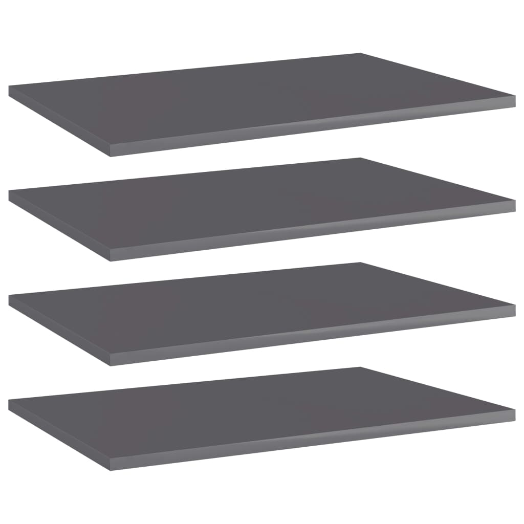 Ripiani per Libreria 4pz Grigio Lucido 60x40x1,5cm Multistrato | homemem39