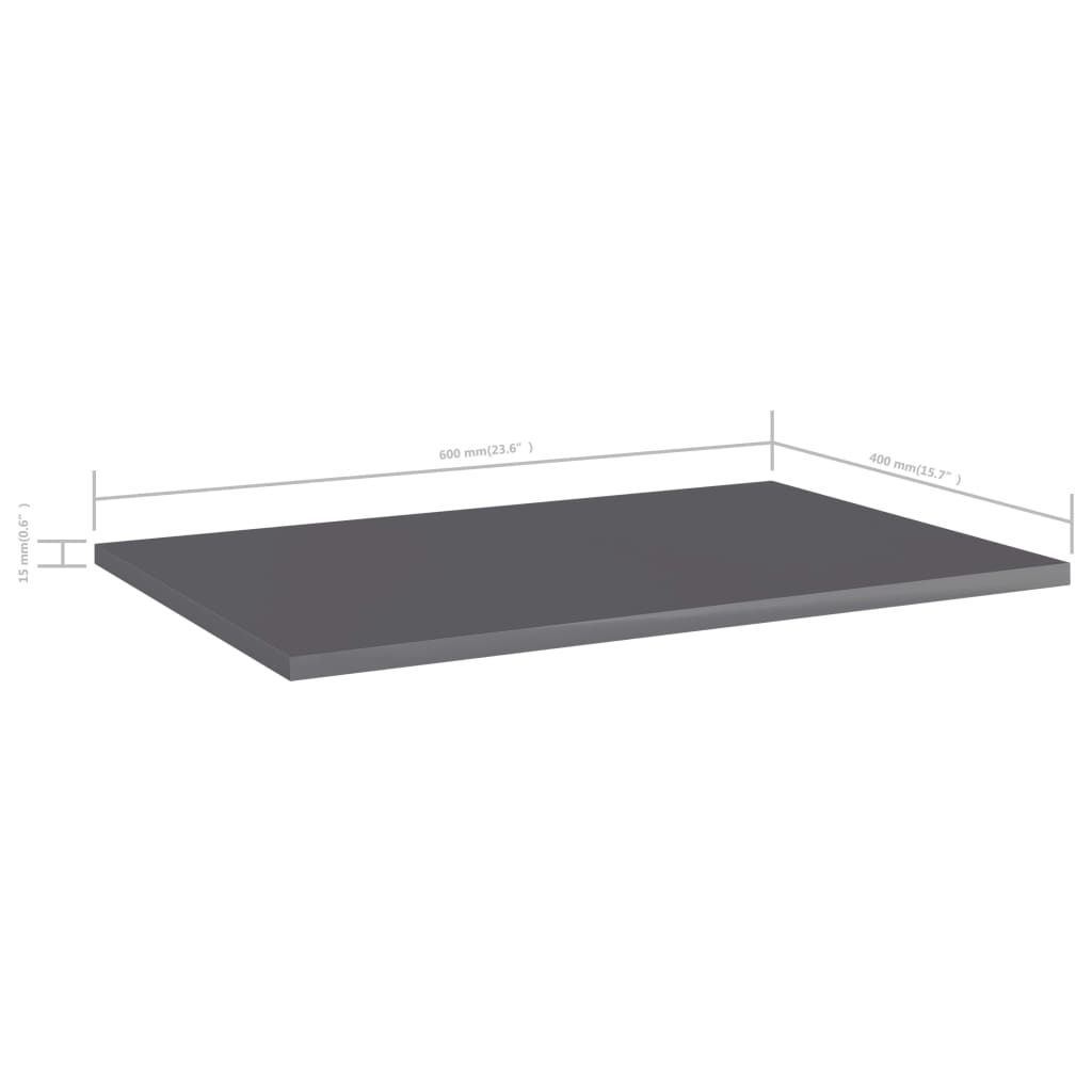 Ripiani per Libreria 4pz Grigio Lucido 60x40x1,5cm Multistrato | homemem39