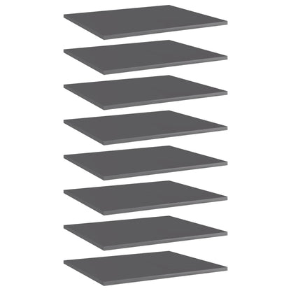 Ripiani per Libreria 8pz Grigio Lucido 60x50x1,5cm Multistrato