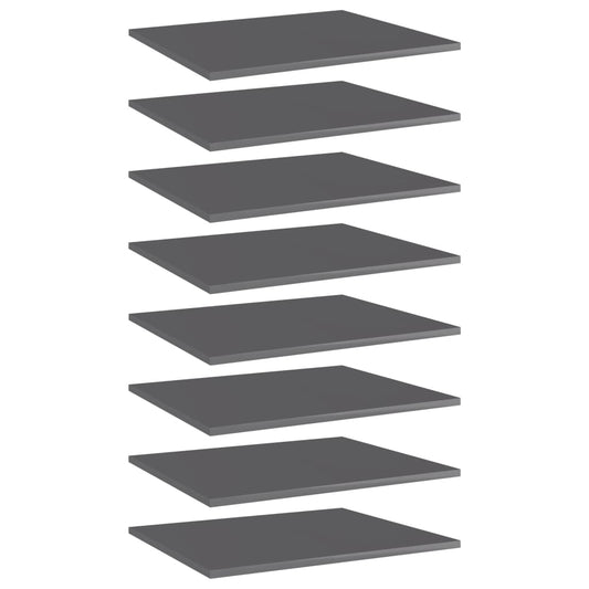 Ripiani per Libreria 8pz Grigio Lucido 60x50x1,5cm Multistrato - homemem39