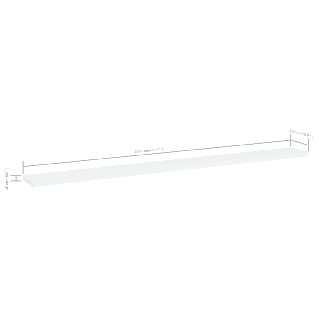 Ripiani per Libreria 4pz Bianchi 100x10x1,5cm Legno Multistrato