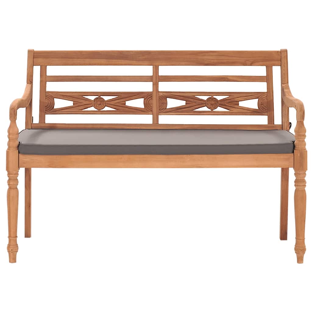Panca Batavia con Cuscino Grigio Scuro 120 cm Massello di Teak | homemem39