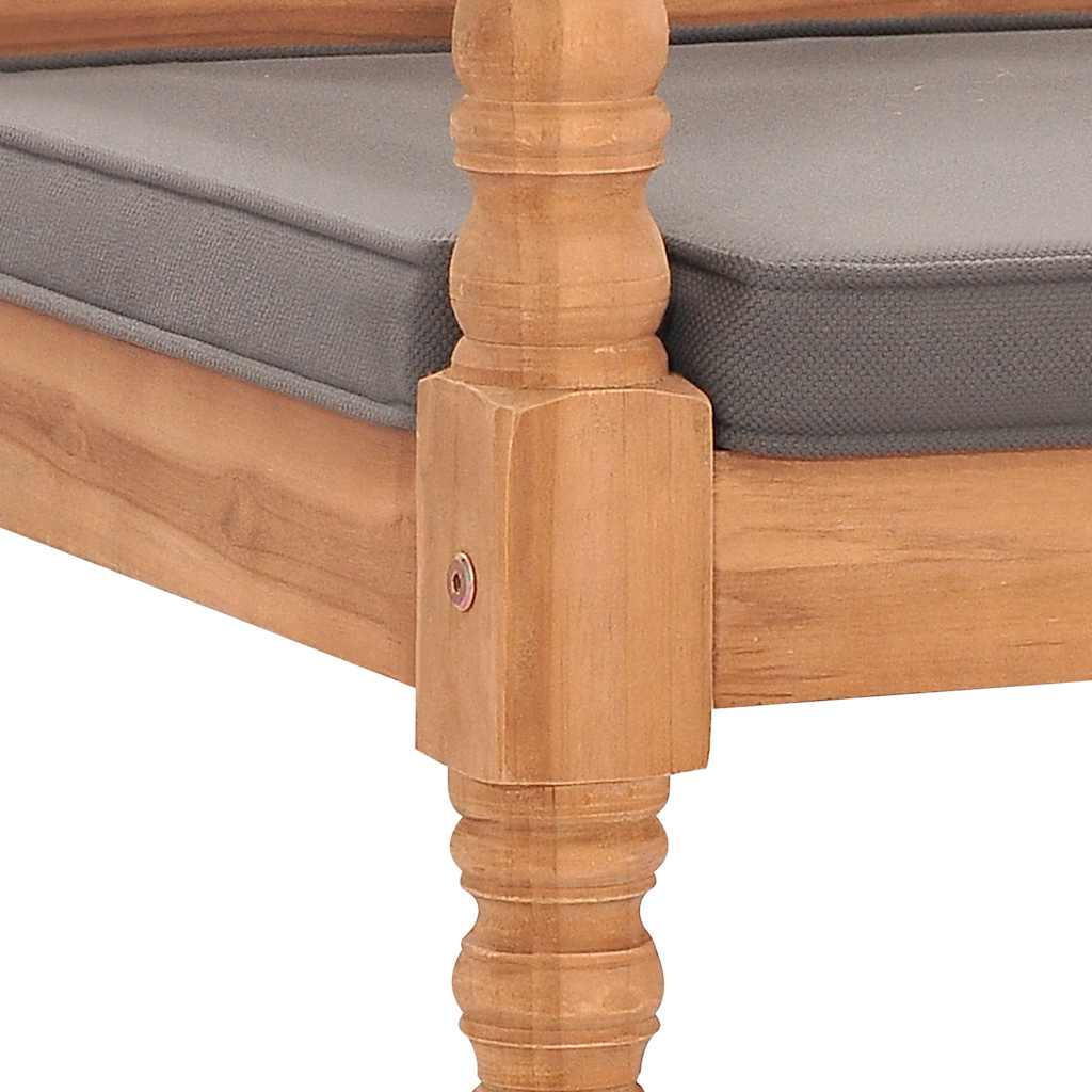 Panca Batavia con Cuscino Grigio Scuro 120 cm Massello di Teak | homemem39