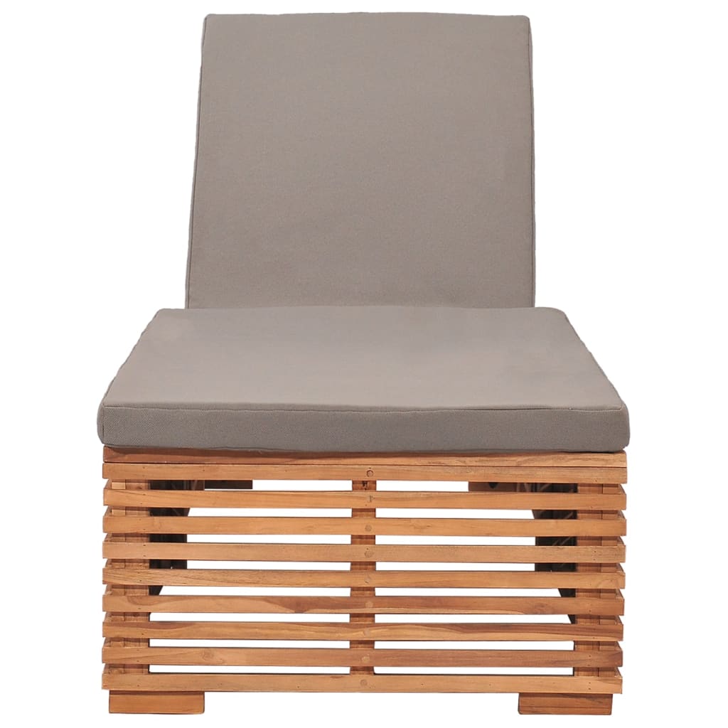 Lettino Prendisole con Cuscino Grigio Scuro in Legno di Teak - homemem39
