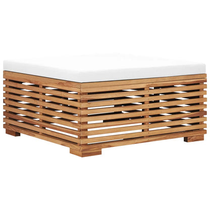 Set Tavolino e Poggiapiedi da Giardino Cuscino Crema in Teak | homemem39