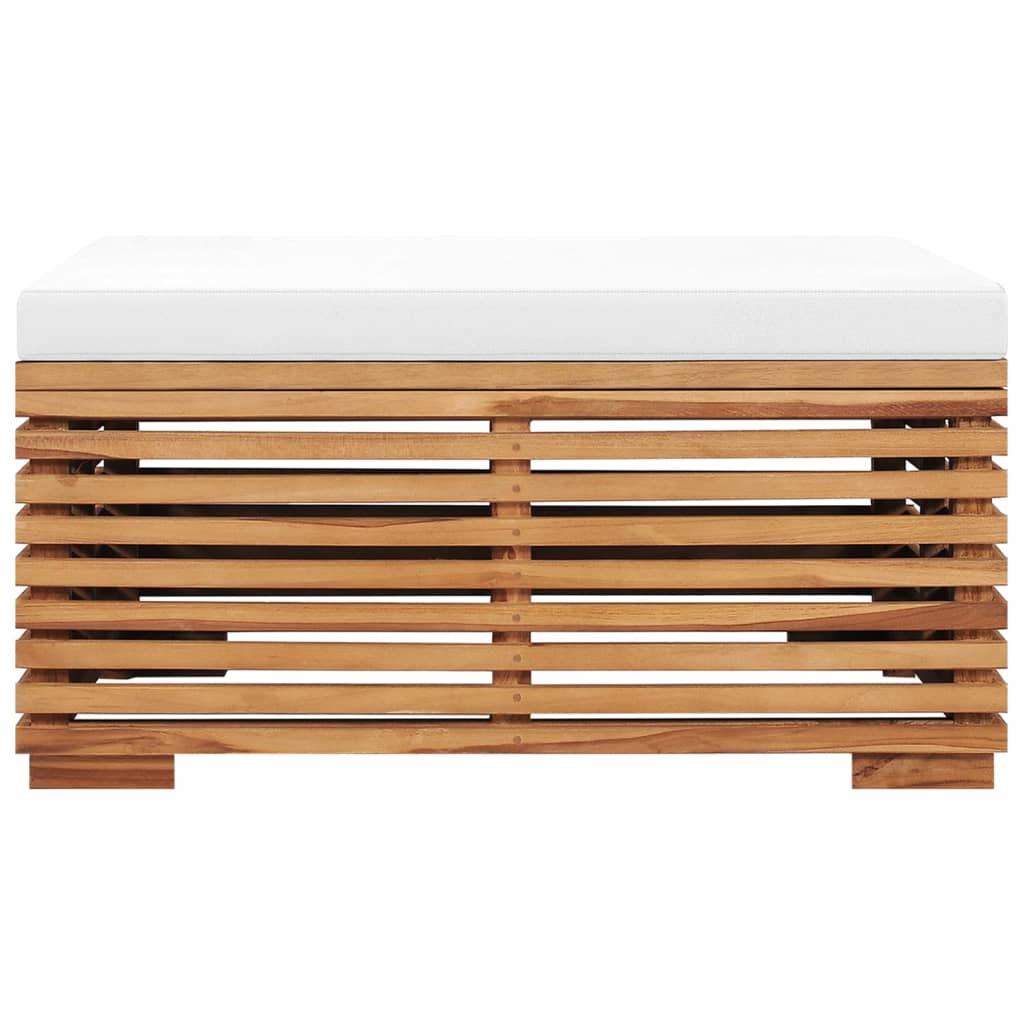 Set Tavolino e Poggiapiedi da Giardino Cuscino Crema in Teak | homemem39
