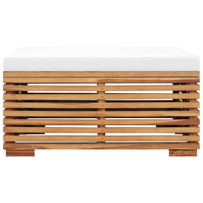 Set Tavolino e Poggiapiedi da Giardino Cuscino Crema in Teak | homemem39