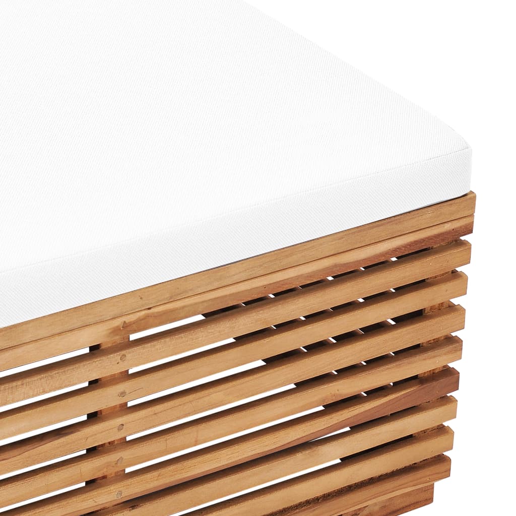 Set Tavolino e Poggiapiedi da Giardino Cuscino Crema in Teak | homemem39