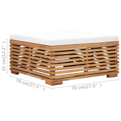 Set Tavolino e Poggiapiedi da Giardino Cuscino Crema in Teak | homemem39