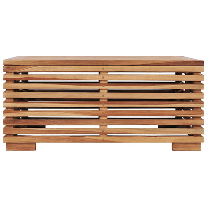 Set Tavolino Poggiapiedi Giardino Cuscino Grigio Scuro in Teak