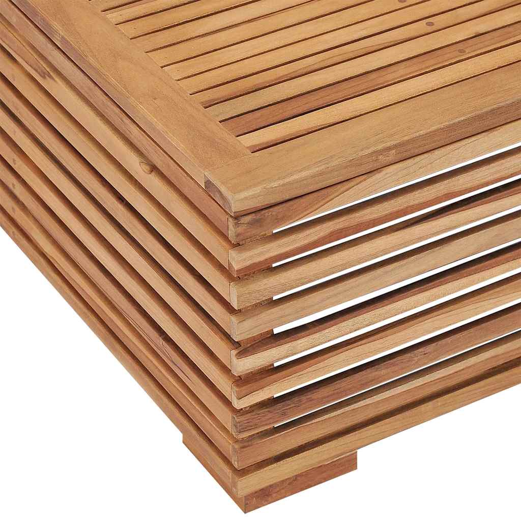 Set Tavolino Poggiapiedi Giardino Cuscino Grigio Scuro in Teak