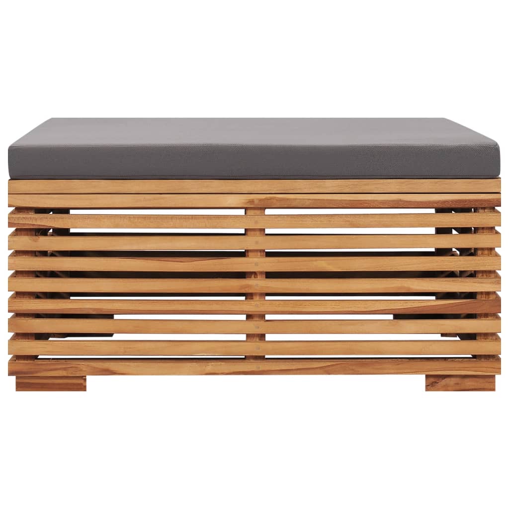 Set Tavolino Poggiapiedi Giardino Cuscino Grigio Scuro in Teak | homemem39