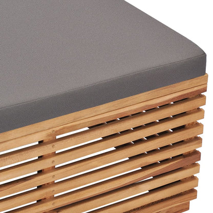 Set Tavolino Poggiapiedi Giardino Cuscino Grigio Scuro in Teak | homemem39