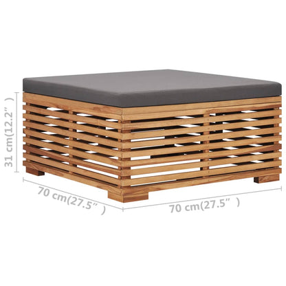 Set Tavolino Poggiapiedi Giardino Cuscino Grigio Scuro in Teak | homemem39