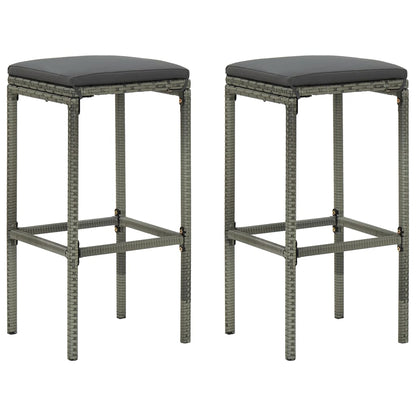 3 pc Garden Bar Set with Gray Polyrattan Cushions