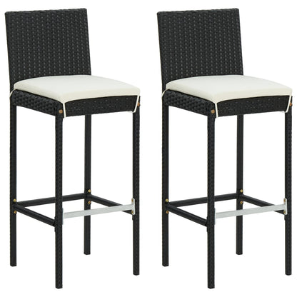 Set Bar da Giardino 3 pz con Cuscini Polyrattan Nero | homemem39