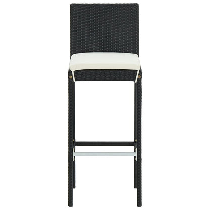 Set Bar da Giardino 3 pz con Cuscini Polyrattan Nero | homemem39