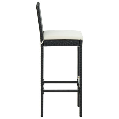 Set Bar da Giardino 3 pz con Cuscini Polyrattan Nero | homemem39