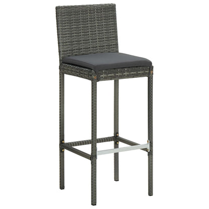 Set Bar da Giardino 3 pz con Cuscini in Polyrattan Grigio - homemem39