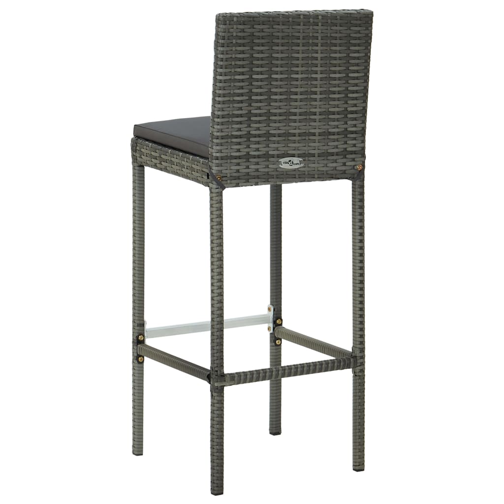 Set Bar da Giardino 3 pz con Cuscini in Polyrattan Grigio | homemem39