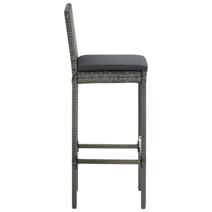 Set da Bar da Giardino 5 pz con Cuscini in Polyrattan Grigio