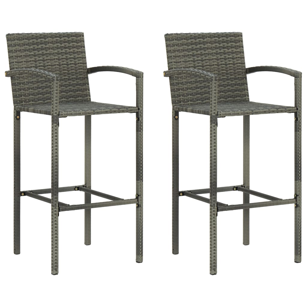 Set Bar da Giardino 3 pz in Polyrattan Grigio - homemem39