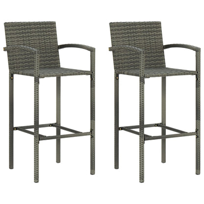 Set Bar da Giardino 3 pz in Polyrattan Grigio - homemem39