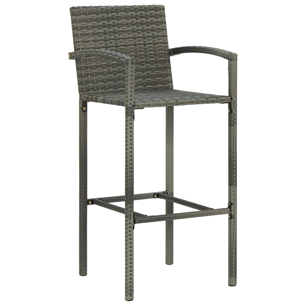 Set Bar da Giardino 3 pz in Polyrattan Grigio - homemem39