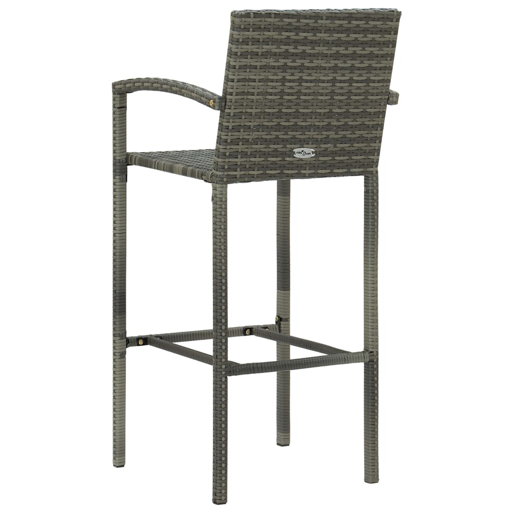Set Bar da Giardino 3 pz in Polyrattan Grigio - homemem39