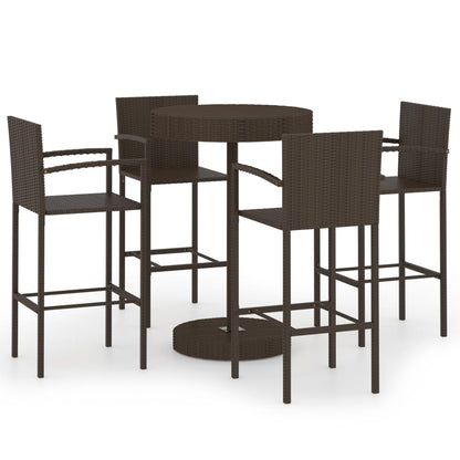 5 pc Garden Bar Set in Brown Polyrattan